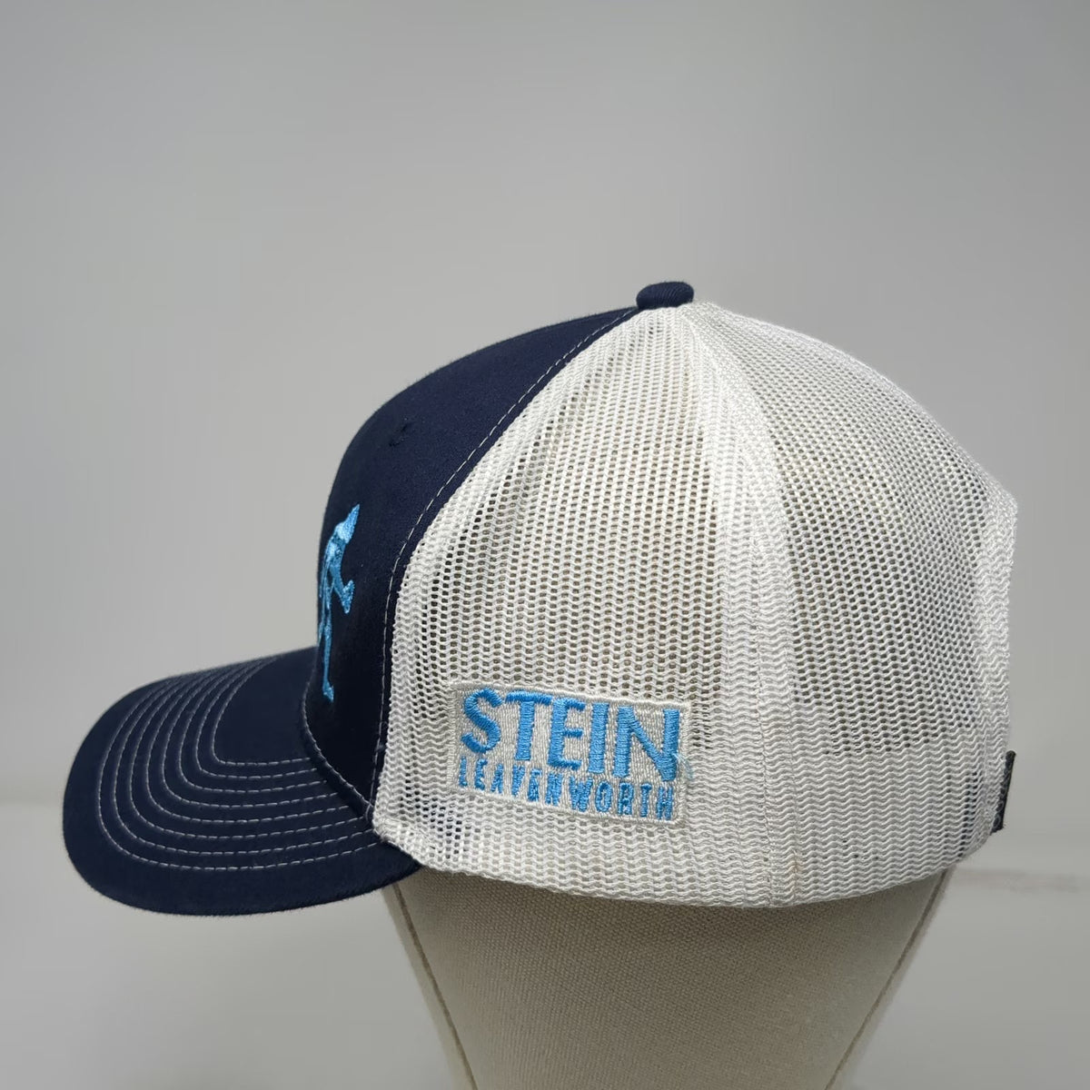 Ouray Trucker Hat Blue White One Size Bigfoot Sasquatch Stein Leavenworth Mesh