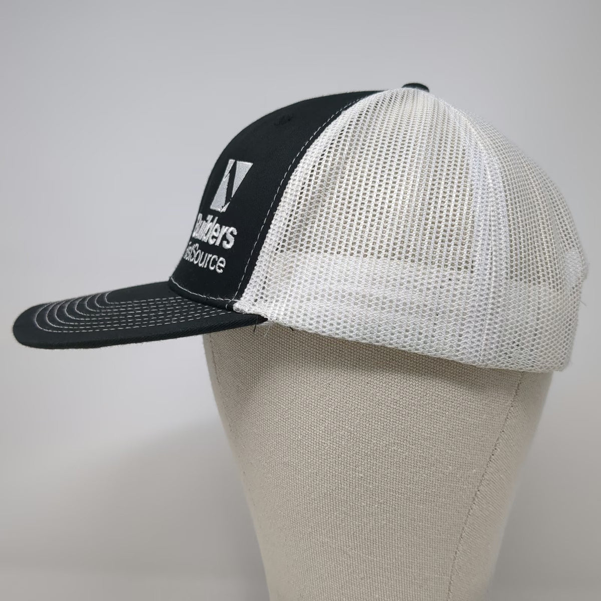 Ivory Headwear Builders FirstSource Trucker Hat Black OSFM Mesh Logo Snapback