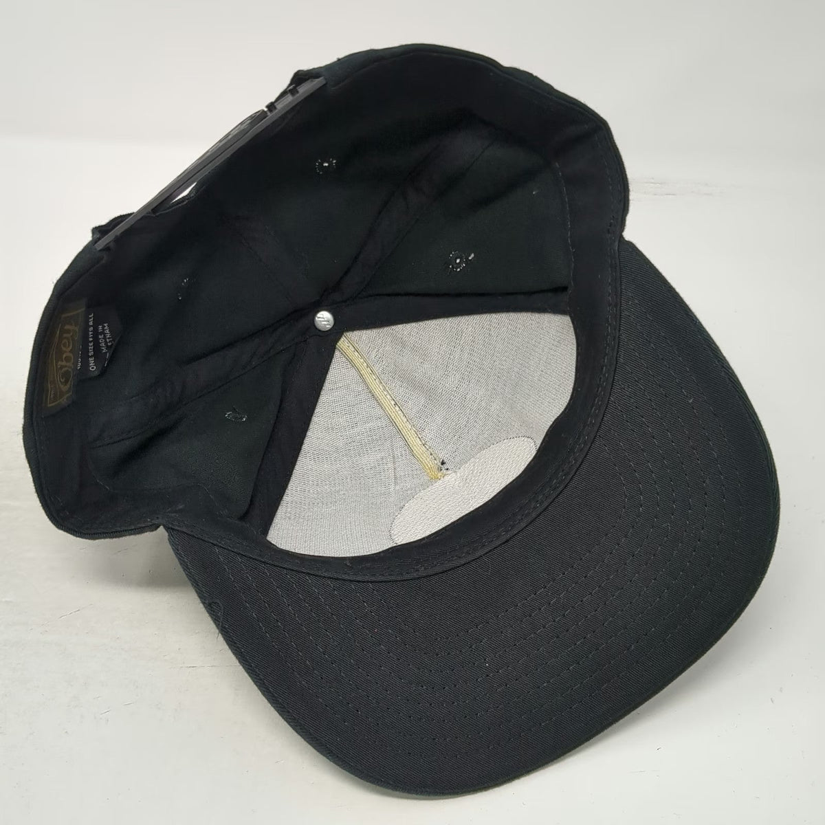 Obey 5 Panel Black Hat One Size Snapback Propaganda MFG 89 Worldwide Dissent
