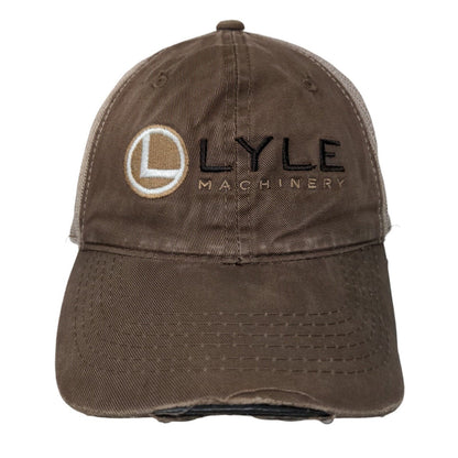 Lyle Machinery Strapback Mesh Back Trucker Hat Brown One Size Embroidered