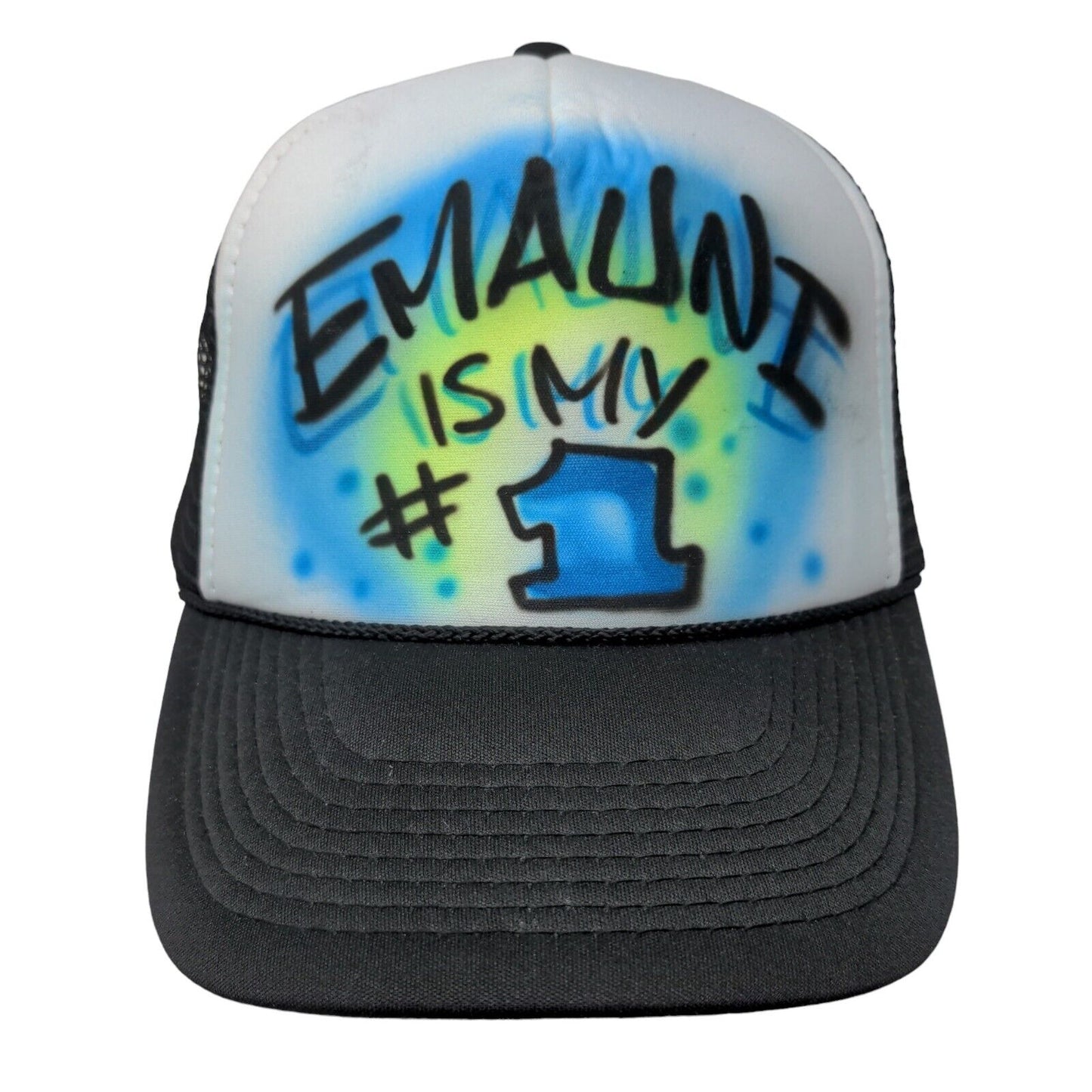 Emauni is My #1 Snapback Trucker Hat Multicolor One Size Adjustable Mesh Back