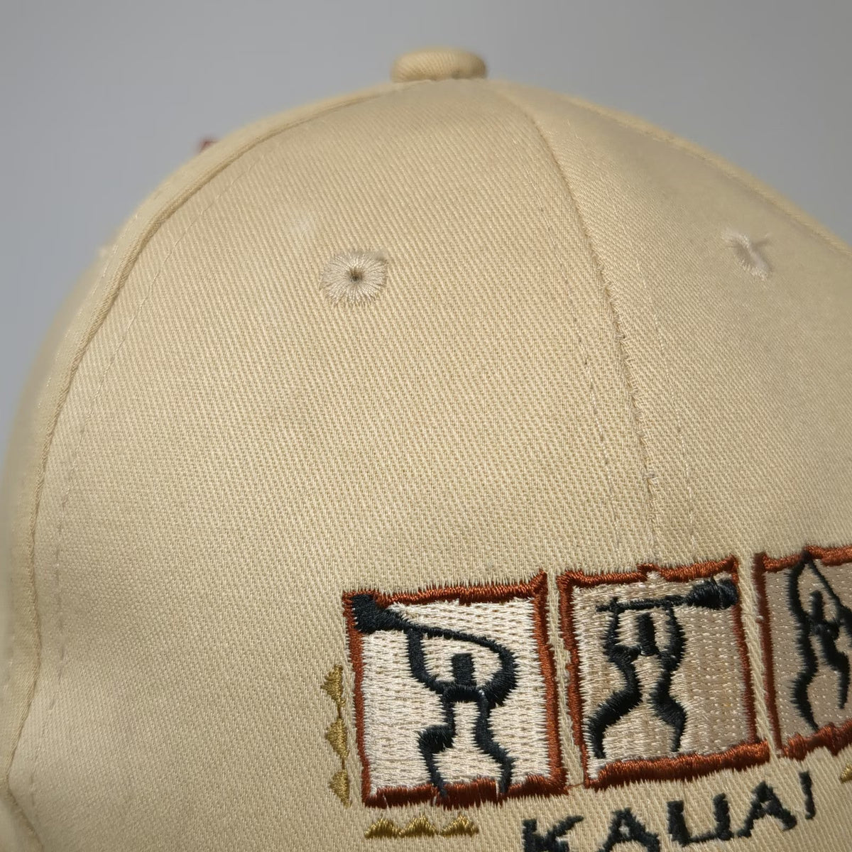 Hawaiian Headwear Baseball Cap Beige One Size Cotton Kauai Hawaii Slideback Hat