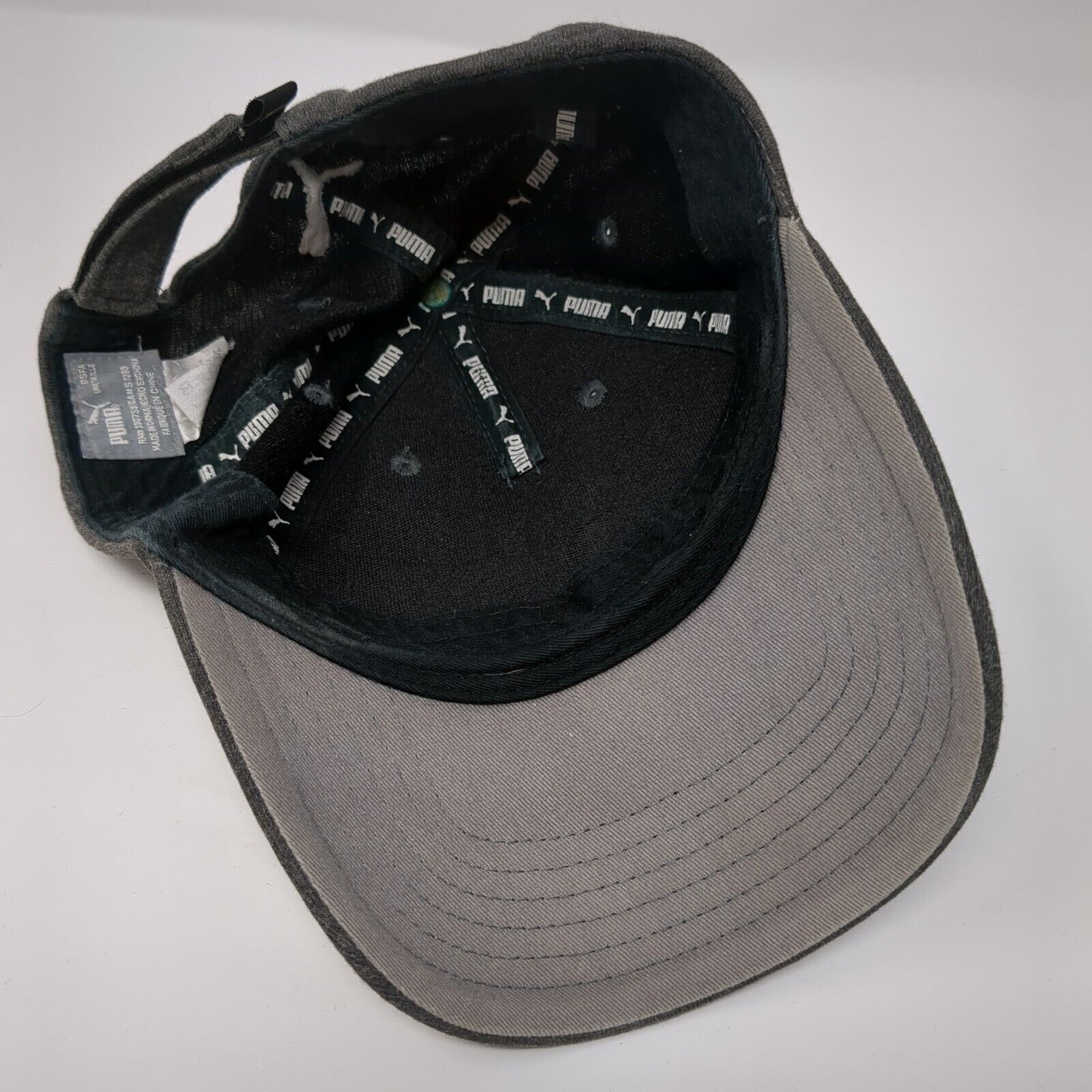 PUMA Strapback Hat Gray OSFA Solid Adjustable Embroidered Vent Holes
