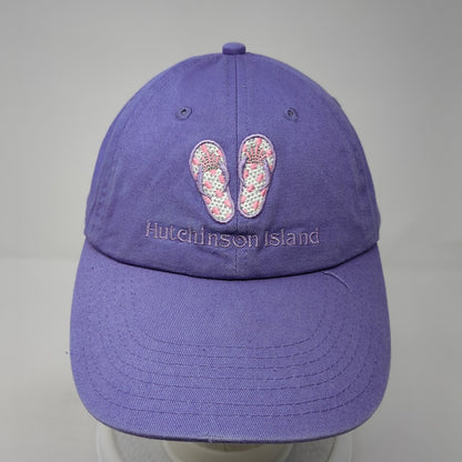 Hutchinson Island Strapback Hat Purple One Size Embroidered Flip Flops