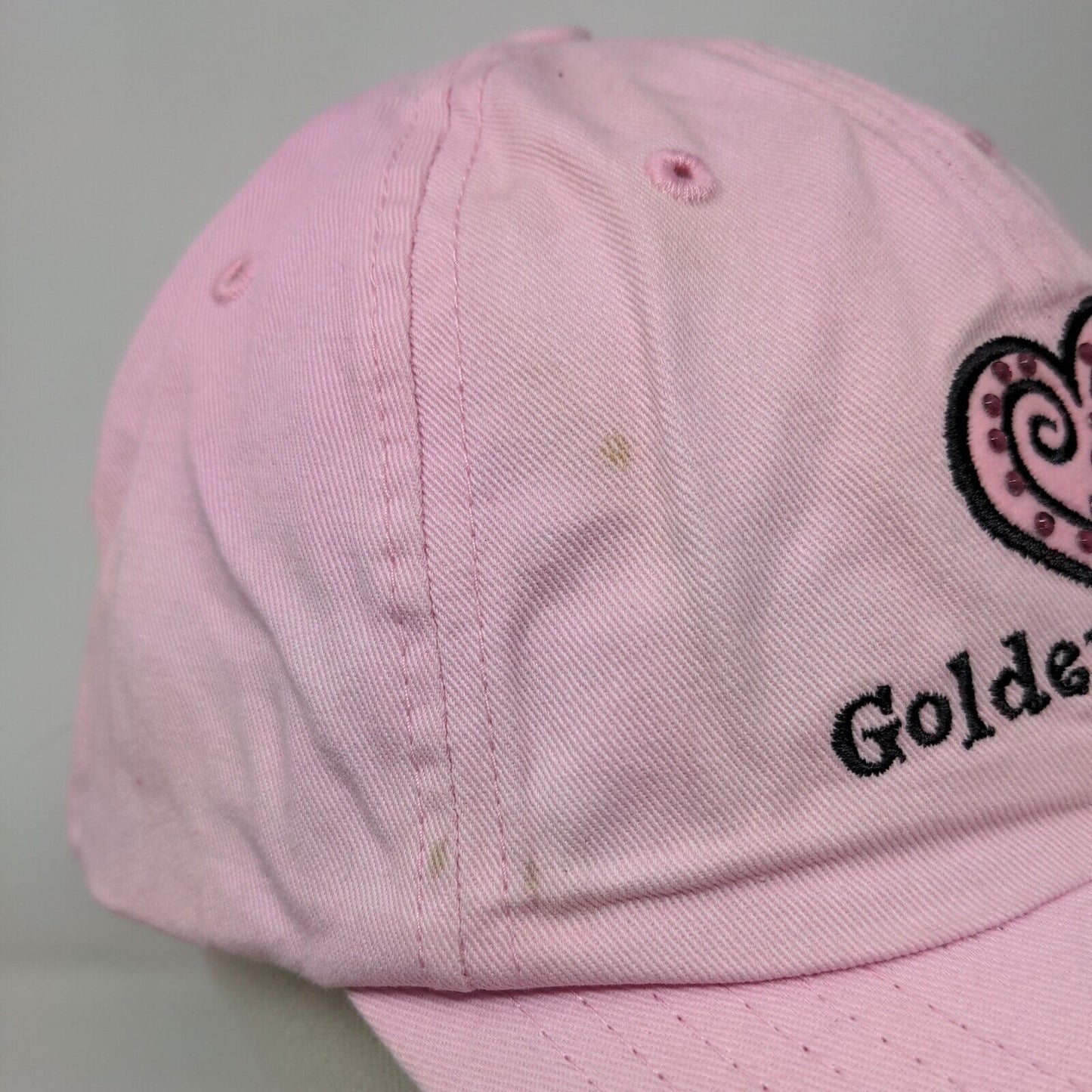 Golden Nugget Slideback Hat Pink OSFA Adjustable Embroidered Rhinestone