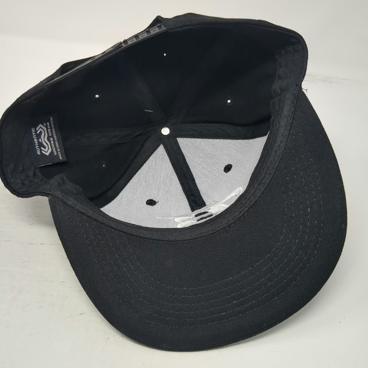 Wicked Wear Snapback Hat Black One Size Bodybuilding Logo Gym Fitness Flat Brim