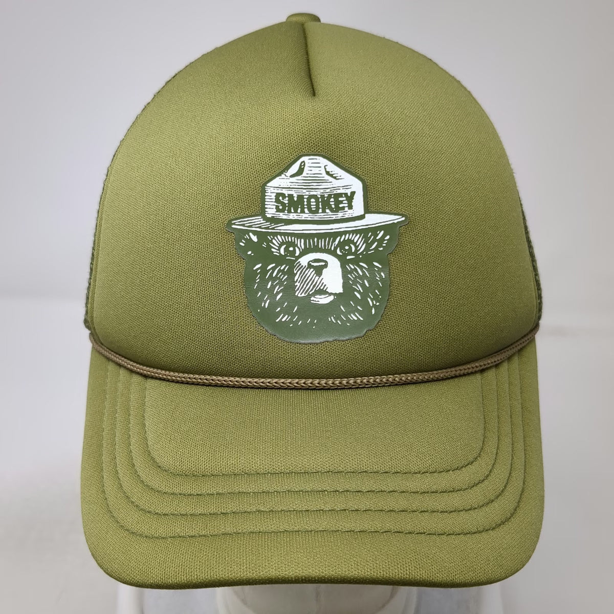 Habitat Trucker Hat Green One Size Smokey Bear Rope Mesh Back Snapback hat