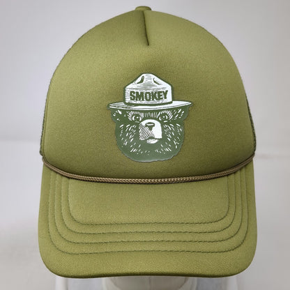 Habitat Trucker Hat Green One Size Smokey Bear Rope Mesh Back Snapback hat