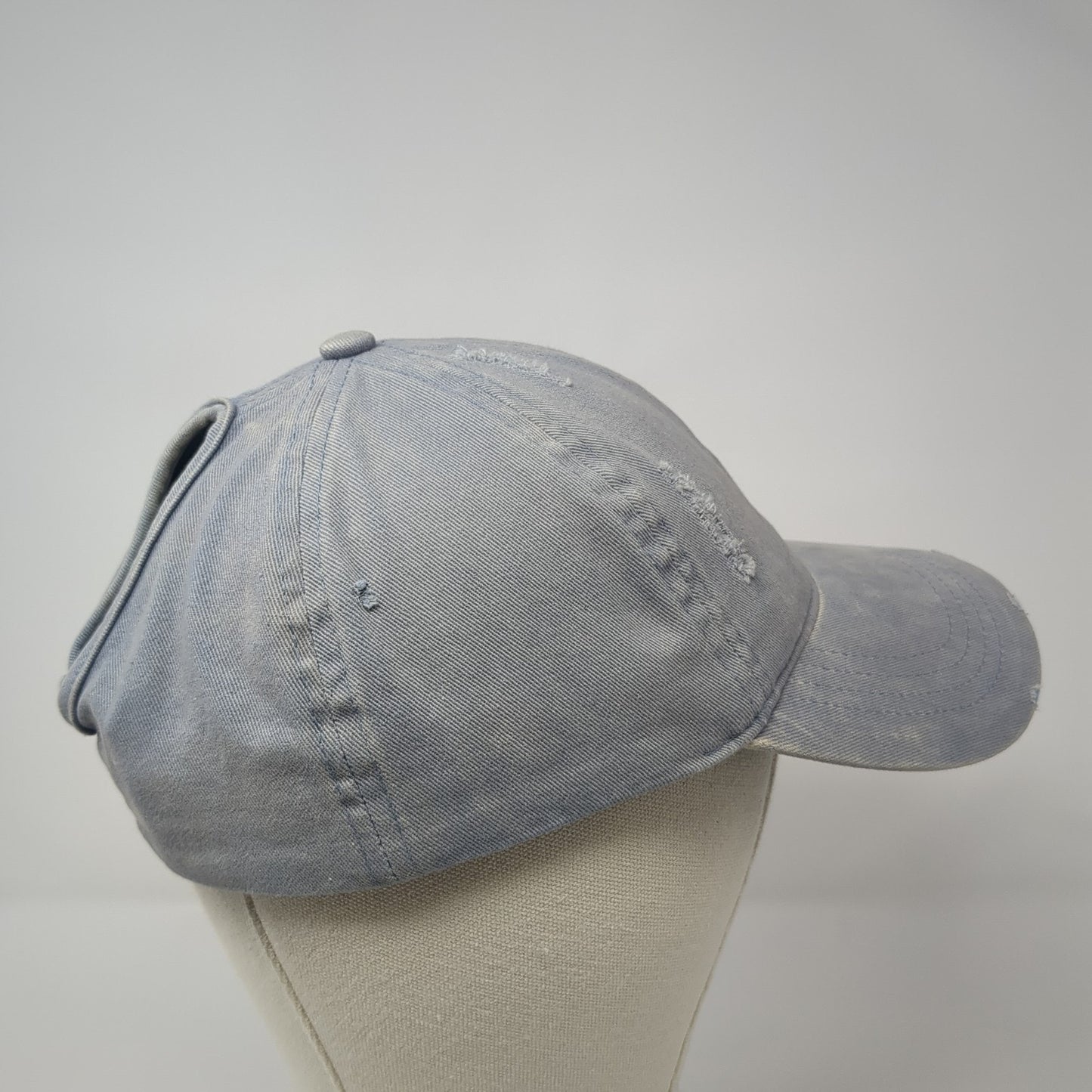 Unbranded Ponytail Baseball Cap Blue One Size Adjustable Distressed Blank
