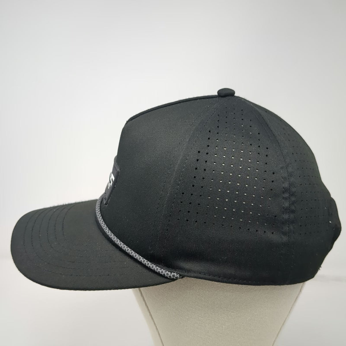 Cap America Trucker Hat Black One Size Snake River Farms Rope Patch Perforated