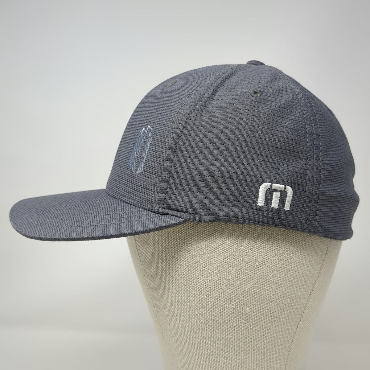 TravisMathew Baseball Cap Gray M Flexfit Performance Embroidered 6-Panel Hat