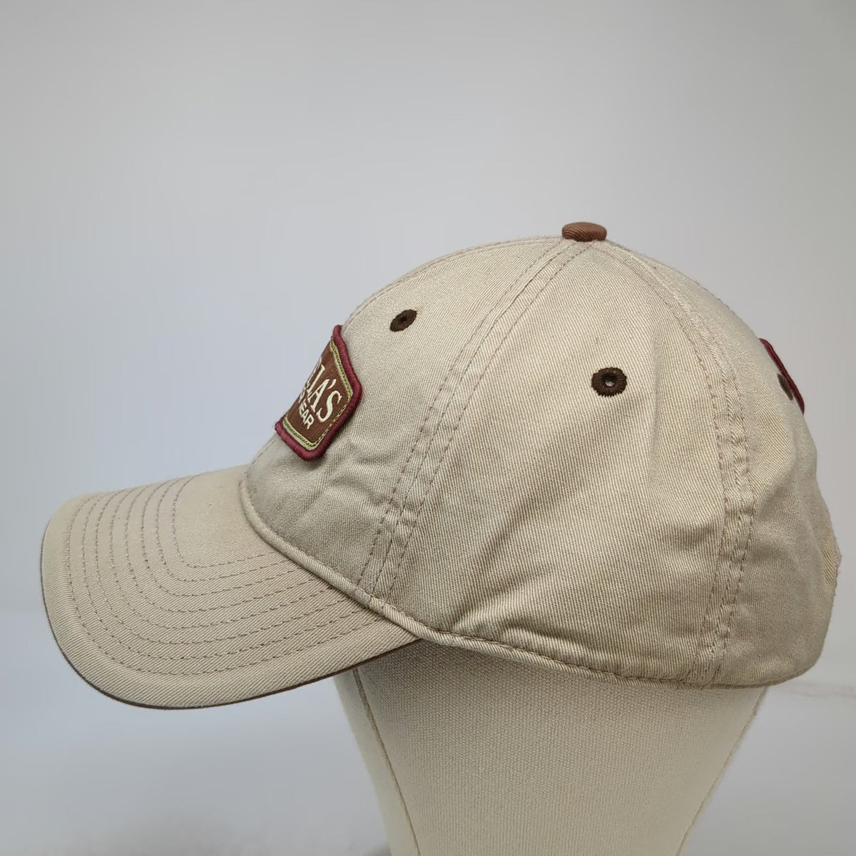 Cabela's Baseball Cap Beige Brown One Size 1961 Outdoor Gear Slideback Logo Hat