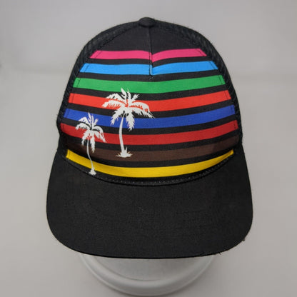 Rainbow Palm Tree Snapback Trucker Hat Multicolor One Size Adjustable Mesh Back