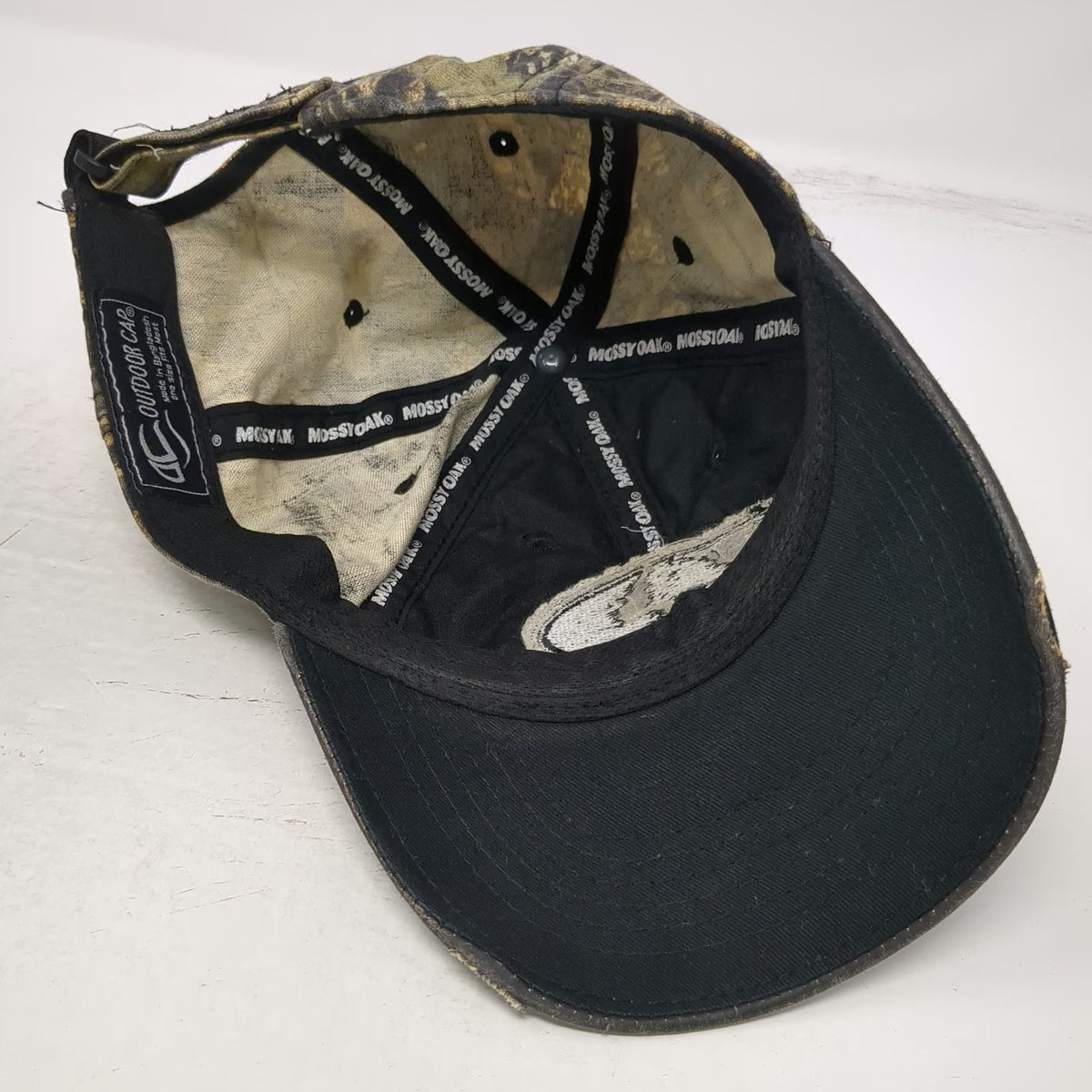 Outdoor Cap Mossy Oak Baseball Cap Black Green OSFM Frayed Camo Strapback Hat