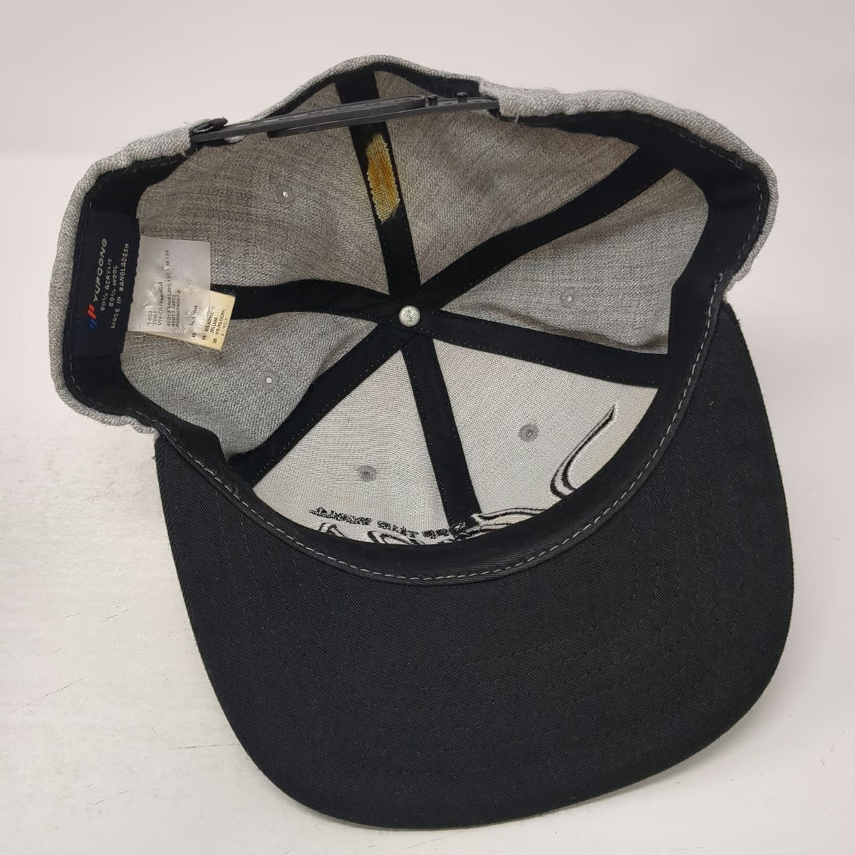 Vans Snapback Gray Black White One Size Flat Bill Off The Wall Script Logo Hat