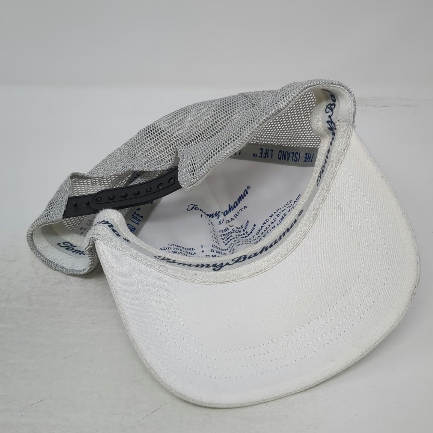 Tommy Bahama Trucker Hat White One Size Marlin Margarita Recipe Gray Mesh