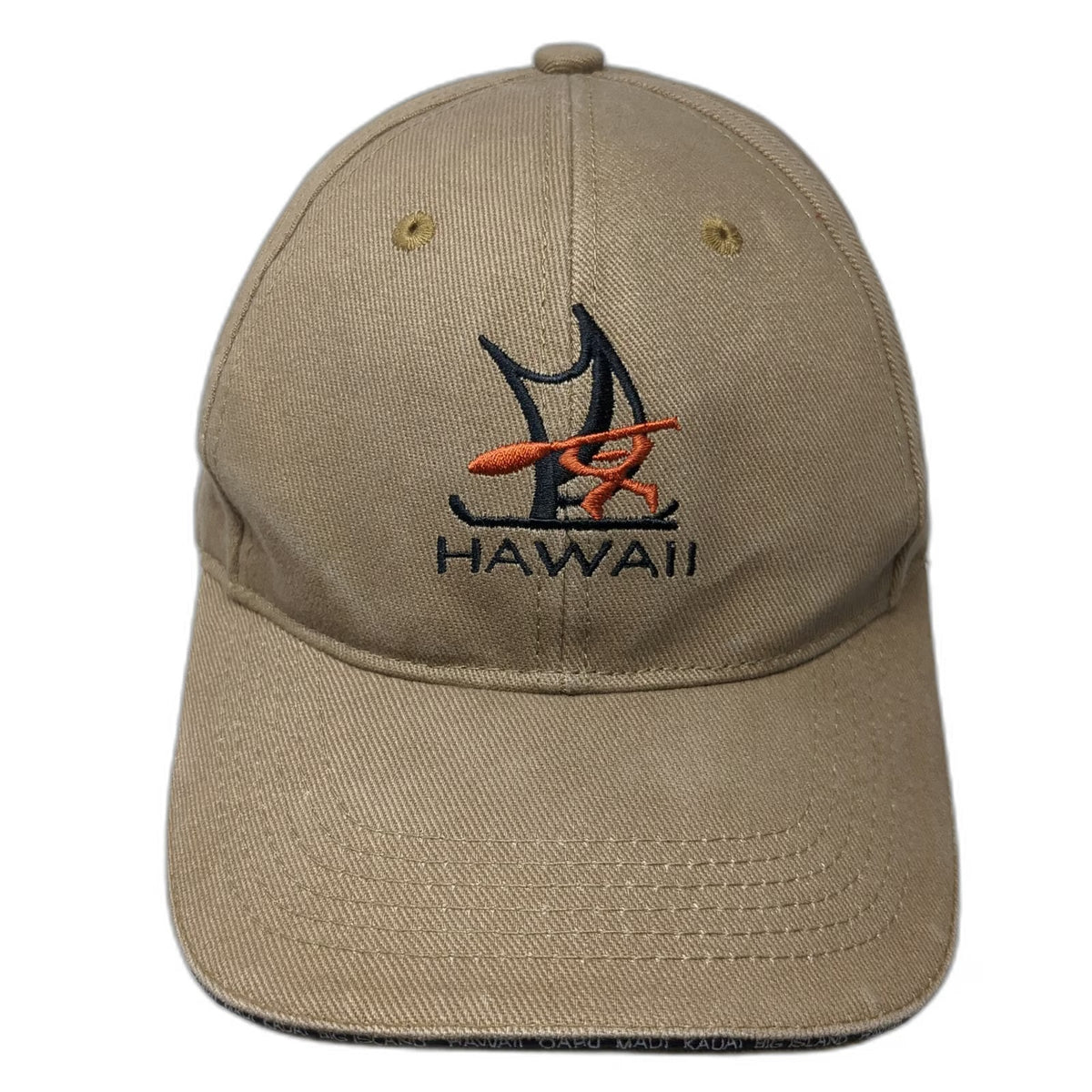 Hawaiian Headwear Baseball Cap Brown One Size Embroidered Hawaii Canoe Brim Hat