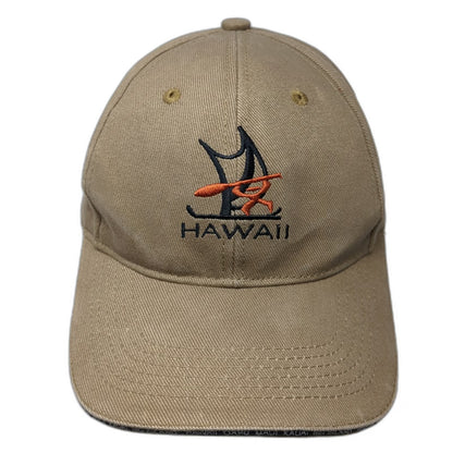 Hawaiian Headwear Baseball Cap Brown One Size Embroidered Hawaii Canoe Brim Hat