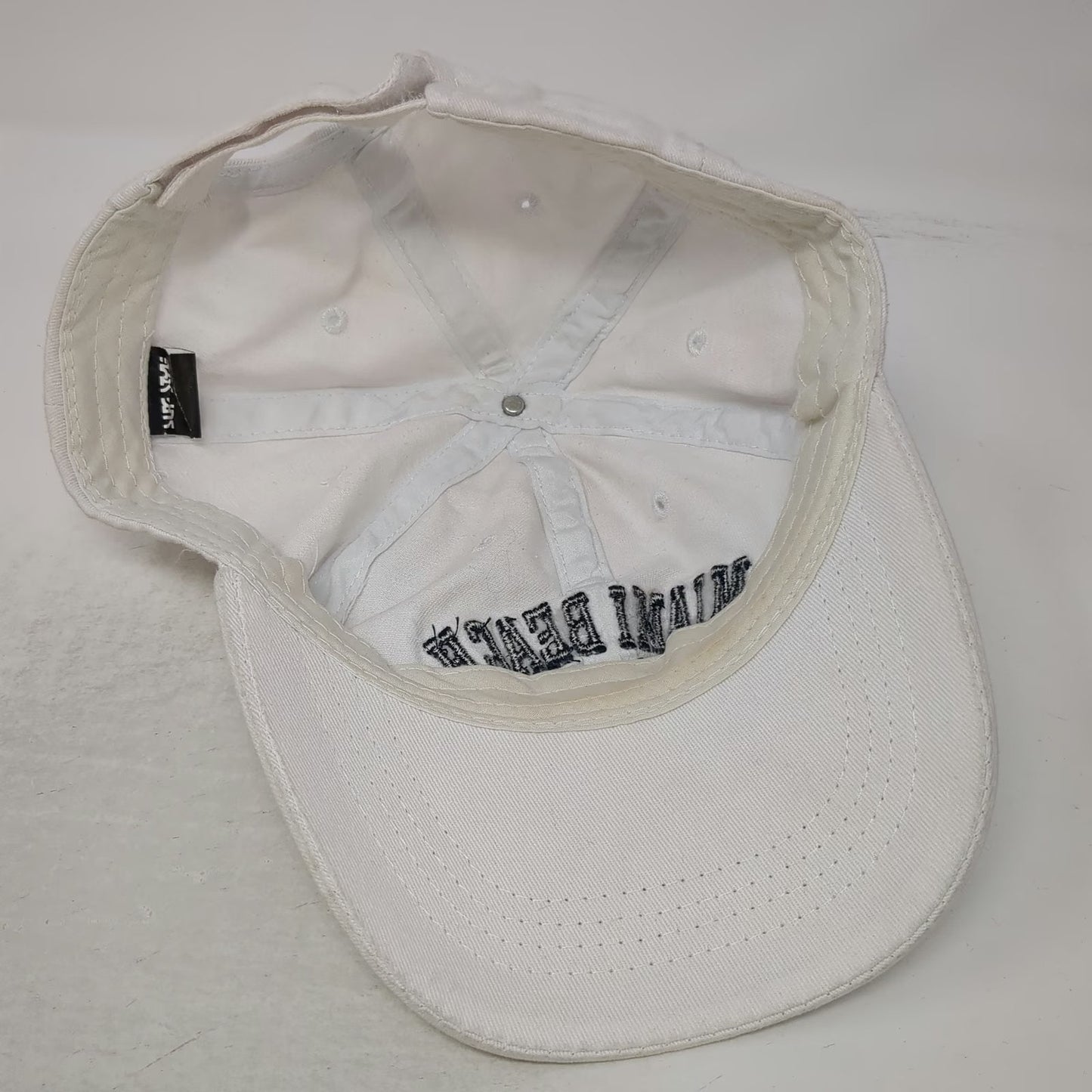 Surf Style Baseball Cap White Blue One Size Strapback Hat Miami Beach Florida