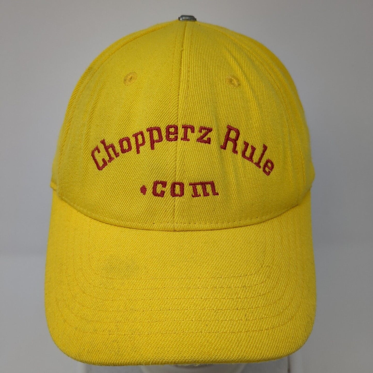 Chopperz Rule.com Fitted Hat Yellow S/M Embroidered 6 Panel Unifit Fahrenheit