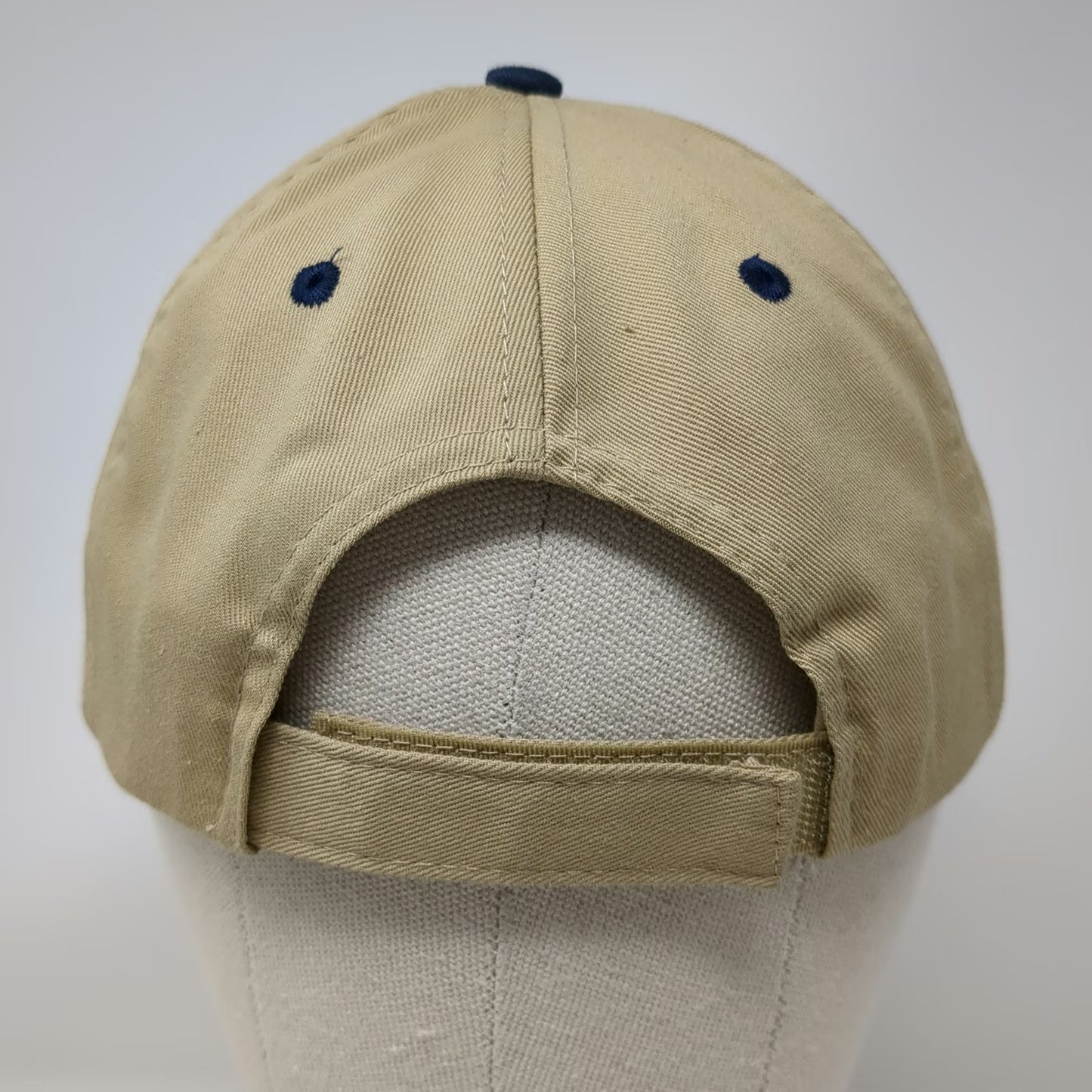 Nissin Baseball Cap Beige Blue One Size Schlofman Tractor Embroidered Curved Hat