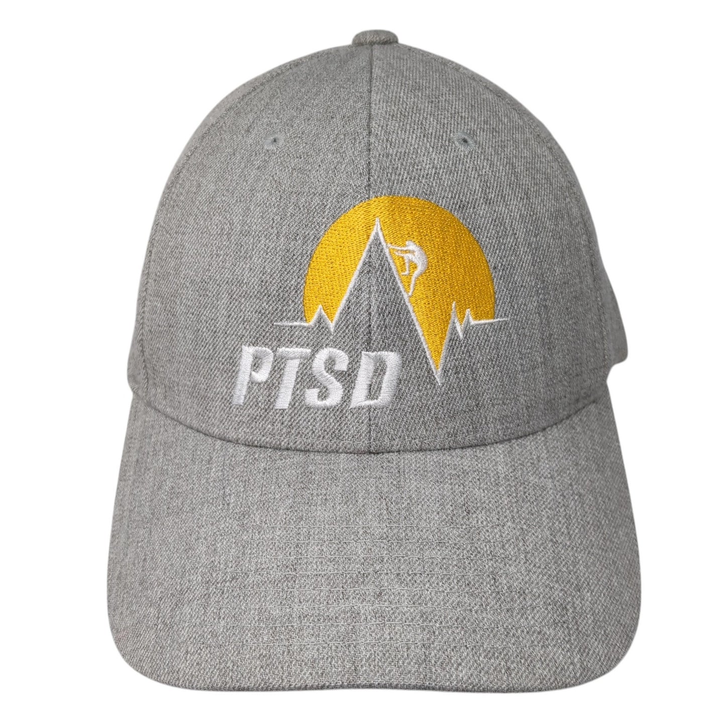 PTSD Snapback Hat Gray One Size Solid Adjustable Embroidered Yupoong