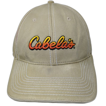 Cabela's Baseball Cap Beige One Size Contrast Stitching Slideback Hat Embroidery
