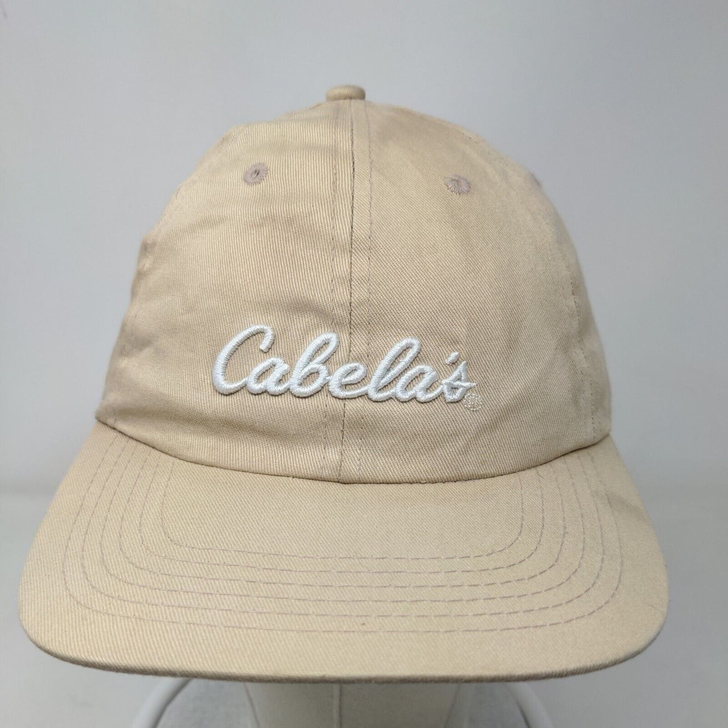 Cabela's Strapback Hat Brown Tan One Size Embroidered Adjustable Vented Holes