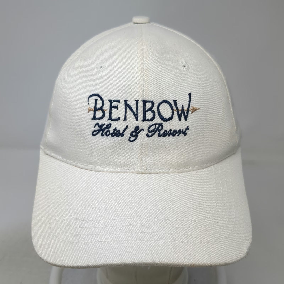Town Talk Baseball Cap White One Size Benbow Hotel Resort Strapback Hat Cotton