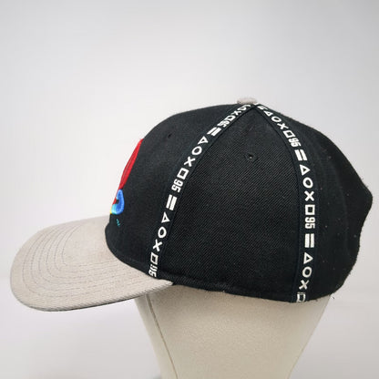 PlayStation Snapback Hat Black Gray One Size Button Icon Tape Embroidered Logo