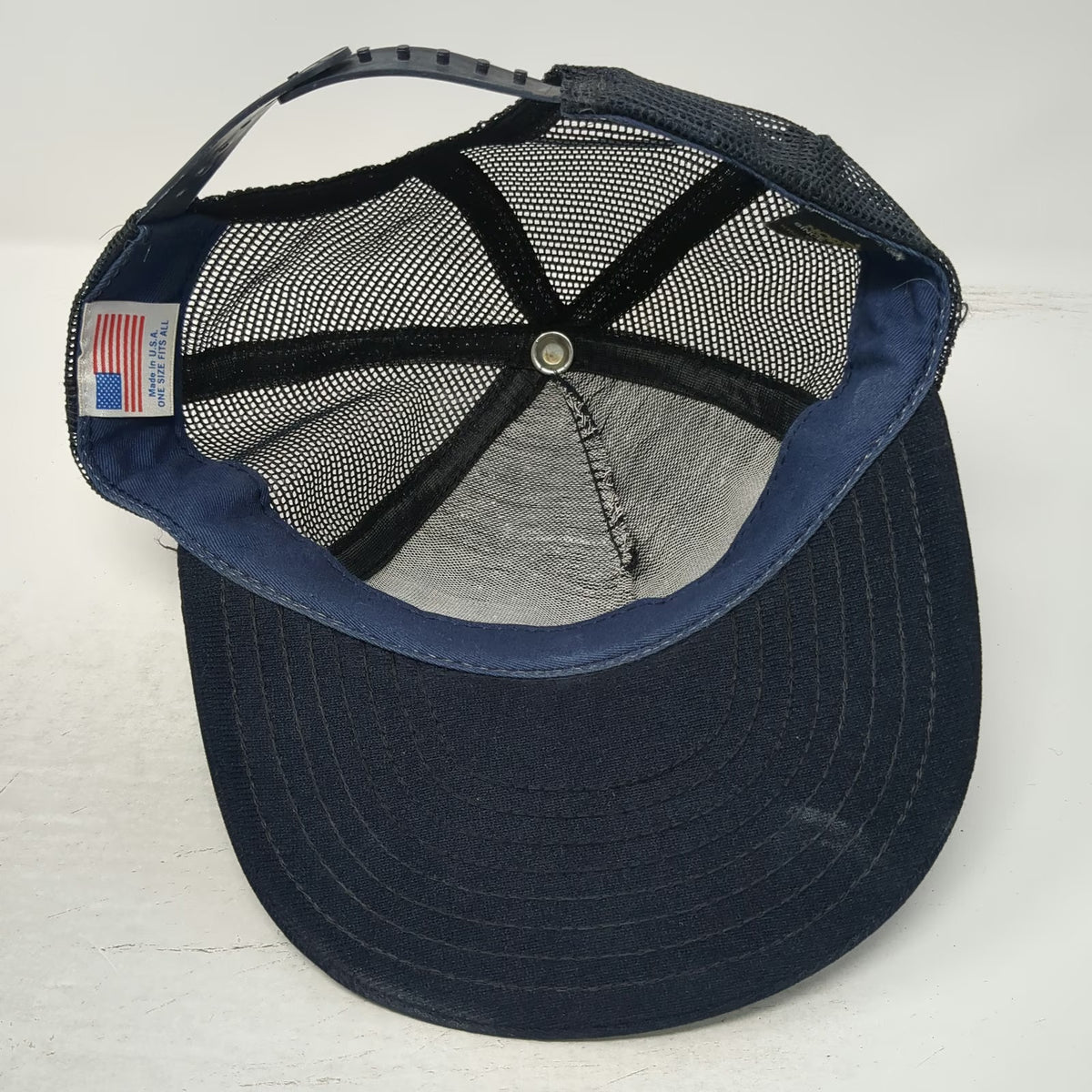 North Star Trucker Hat Blue Mesh Back Snapback Made in USA Blank Vintage