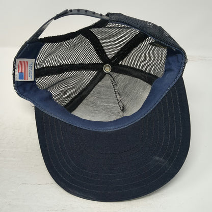 North Star Trucker Hat Blue Mesh Back Snapback Made in USA Blank Vintage