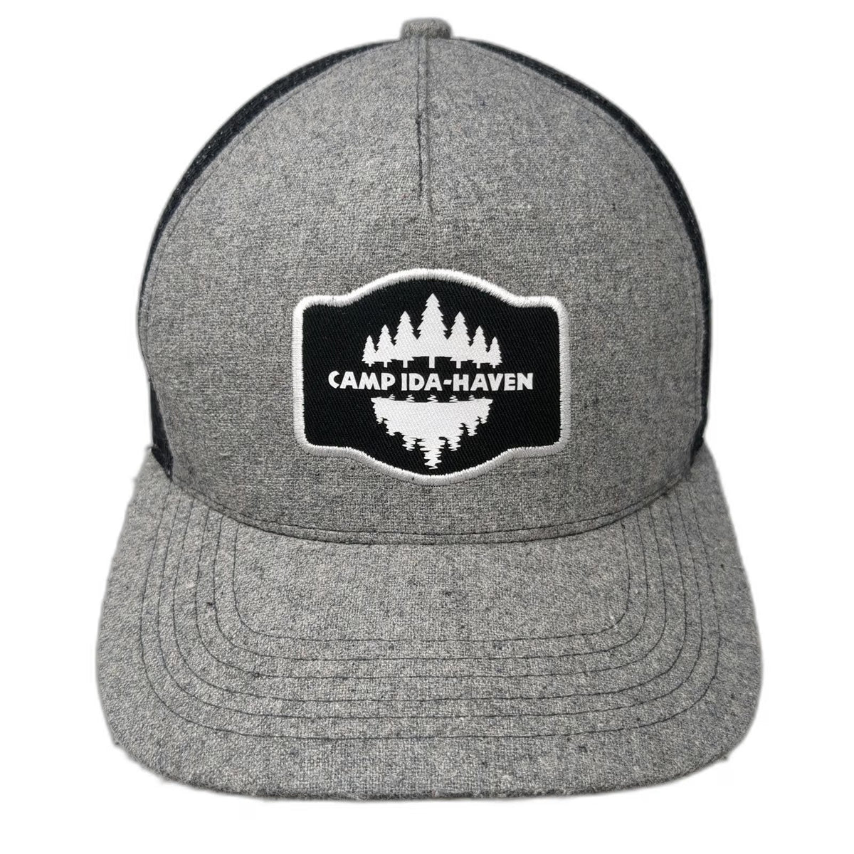 HJ Promotions Gray Trucker Hat One Size Camp Ida-Haven Wool Blend Snapback Logo