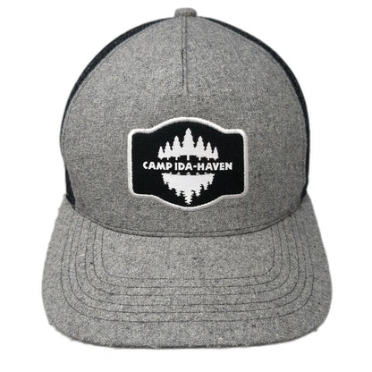 HJ Promotions Gray Trucker Hat One Size Camp Ida-Haven Wool Blend Snapback Logo