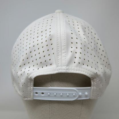 The Rock Store White Trucker Hat One Size Perforated Performance Snapback Hat