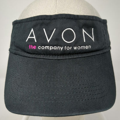 KC Caps Avon Brand Visor Black One Size Cotton Strapback Hat Logo Embroidery