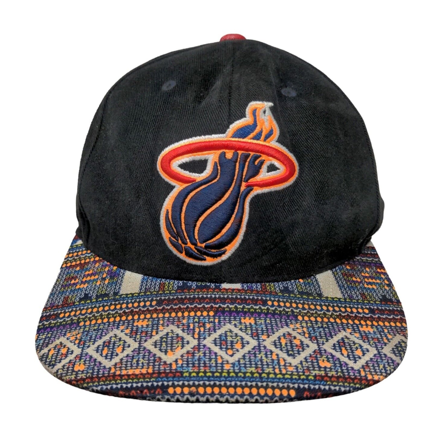 Miami Heat Snapback Hat Mitchell & Ness Colorful Southwest Aztec NBA Logo