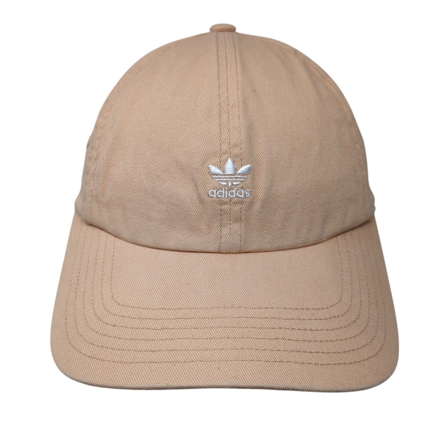 Adidas Slideback Hat Tan OSFA Adjustable Embroidered Trefoil Vented Holes Cotton
