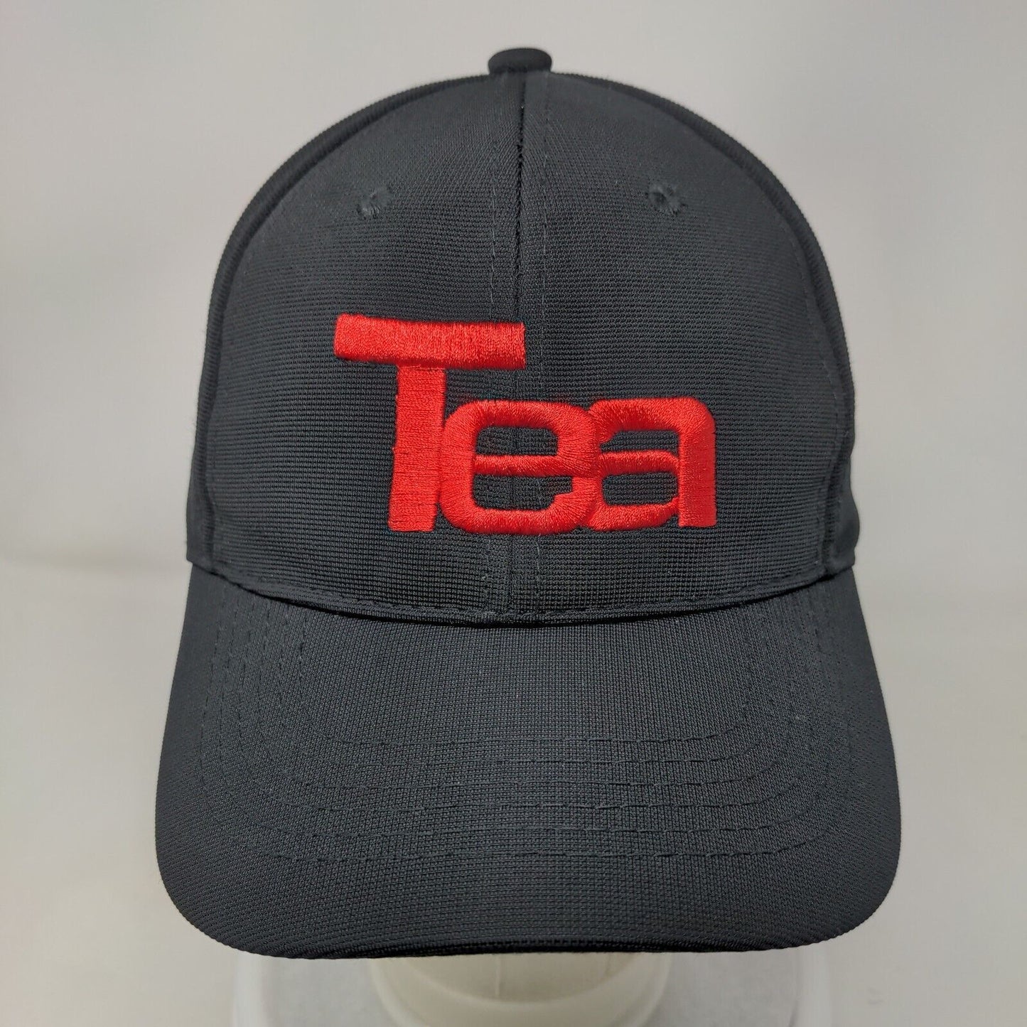 Tea Slideback Hat Black One Size Adjustable Embroidered Vent Holes