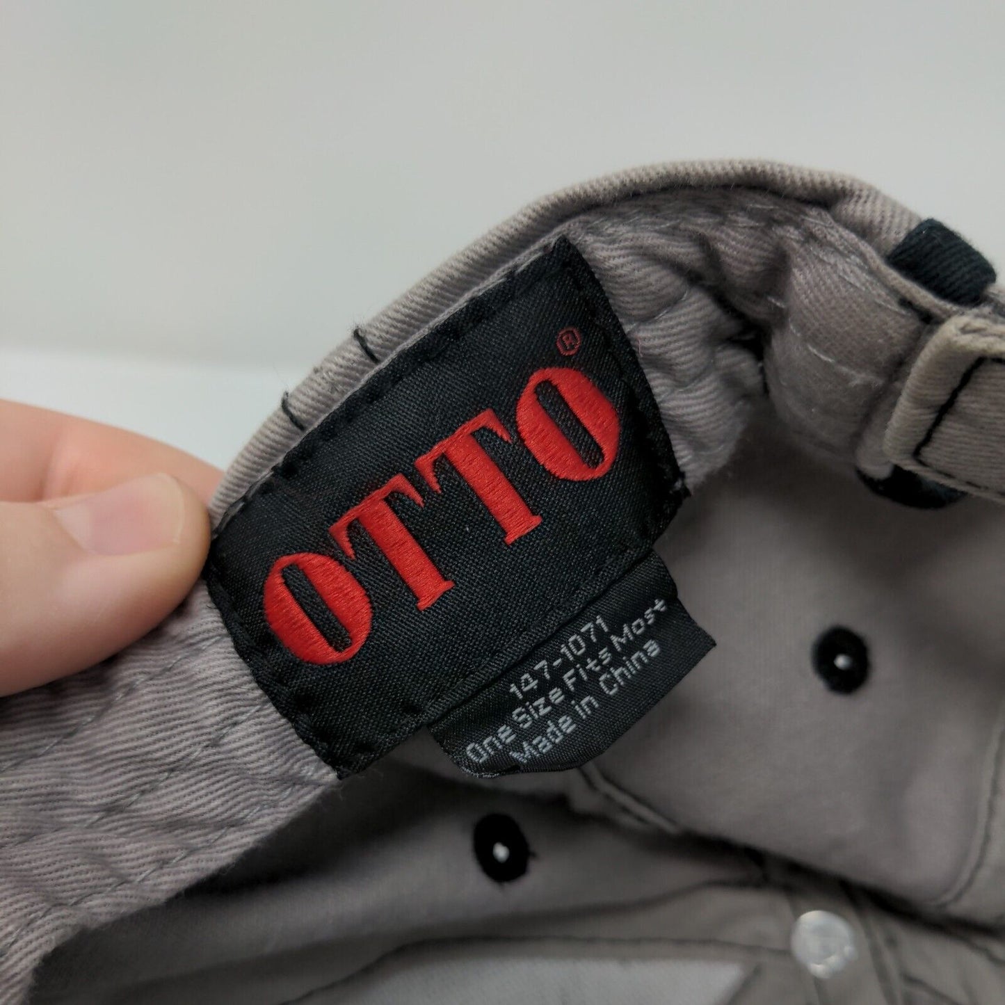 Lott Con. Strapback Hat Gray OSFM Adjustable Embroidered 6 Panel Otto Cotton