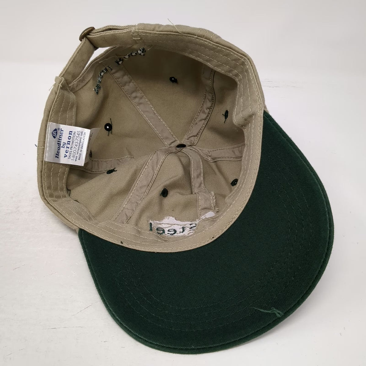 Headliner by Vernon Teton Steel Metal Roofs Baseball Cap Beige Green One Size