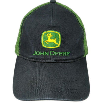John Deere Trucker Hat Black Green One Size Snapback Mesh Logo Agriculture