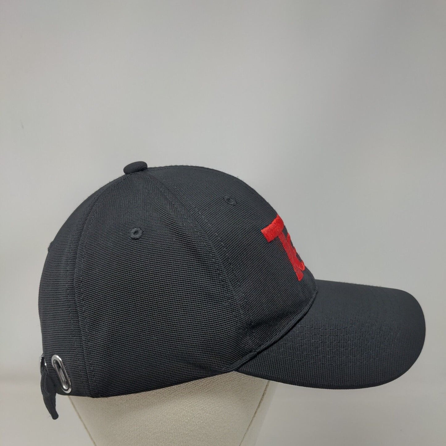 Tea Slideback Hat Black One Size Adjustable Embroidered Vent Holes