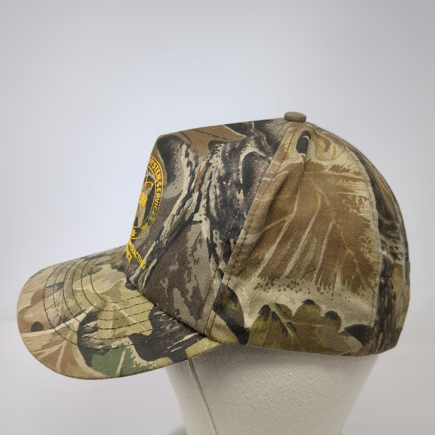 Alaska Oilfield System Services 5 Panel Brown Vintage Camo Made in USA Hat