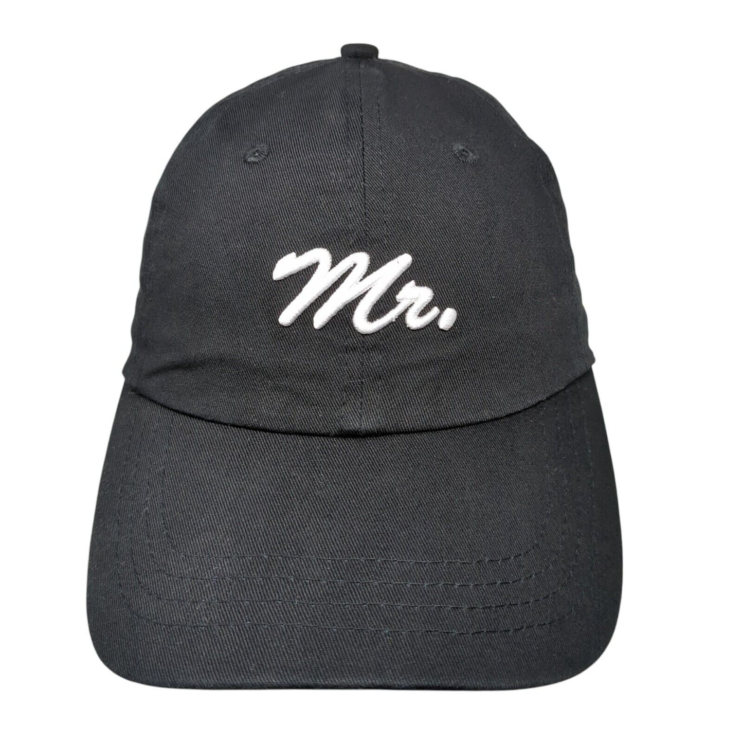 Mr. Slideback Hat Black OSFA Adjustable Embroidered Vented Holes Cotton