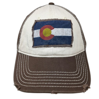 OTTO Brown Baseball Cap One Size Colorado Flag Patch Contrast Stitching Hat
