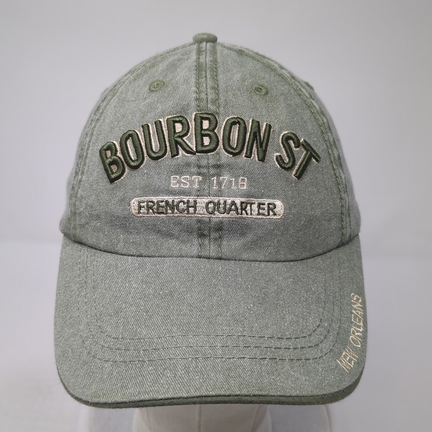 Bourbon St. Est. 1718 Baseball Cap Green One Size Adjustable Embroidered RawMa