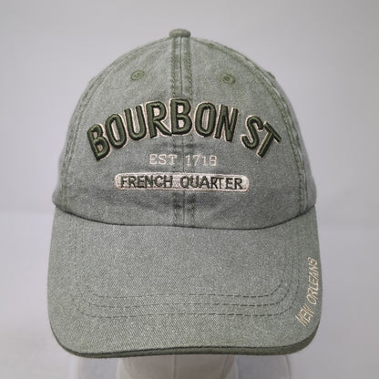 Bourbon St. Est. 1718 Baseball Cap Green One Size Adjustable Embroidered RawMa