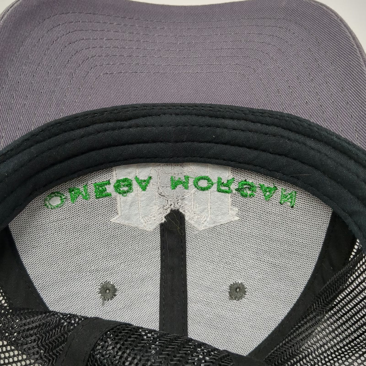 Omega Morgan Trucker Hat Gray One Size Mesh Snapback Strength Trust Embroidered
