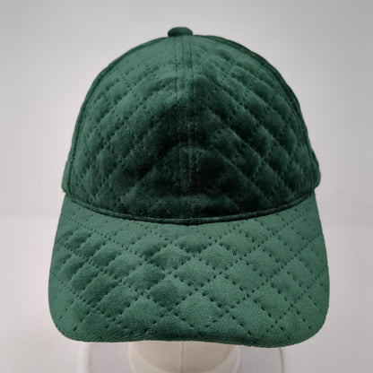David And Young Strapback Hat Green One Size Velvet Diamond Quilted